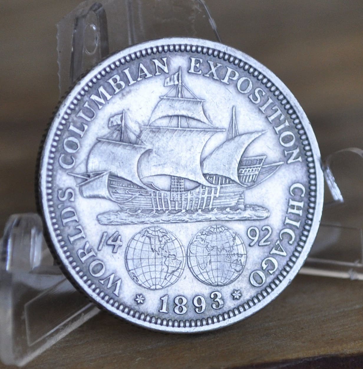 1893 Columbian Silver Commemorative Half Dollar - Chicago Worlds Fair Half Dollar 1893 World's Columbian Exposition Half Dollar 1892