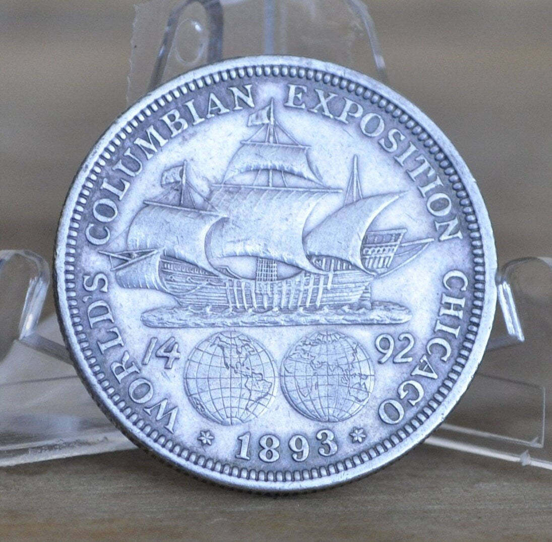 1893 Columbian Silver Commemorative Half Dollar - Chicago Worlds Fair Half Dollar 1893 World's Columbian Exposition Half Dollar 1892