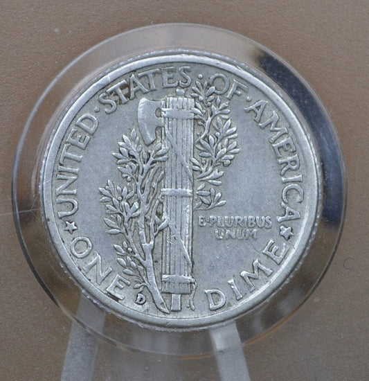 1934-D Mercury Dime - F to VF (Fine to Very Fine) - Denver Mint - Winged Liberty Head Dime 1934D - Silver Dime 1934 D