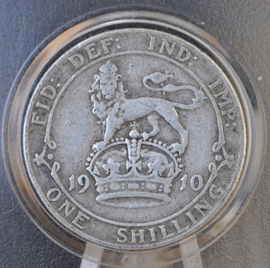 1910 Great Britain Silver 1 Shilling UK One Shilling 1910 - F Fine Grade - King George V - 1 Shilling 1910 Silver - Silver Shilling