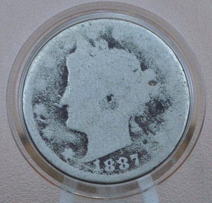 1887 Liberty Head Nickel - Cull Grade - Semi-Key Date - 1887 V Nickel - Philadelphia Mint - 1887 Nickel - V Nickel Key Date