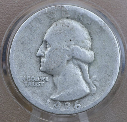 1936 D Washington Silver Quarter - G-XF (Good to Extremely Fine); Choose by Grade - Denver Mint - 1936D Quarter D Mint Mark Quarter 1936-D