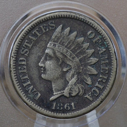 1861 Indian Head Penny - F-XF (Fine to Extremely Fine) Grades; Choose by Grade - 1861 Cent One Cent US 1861 - Better Date, Harder to Find
