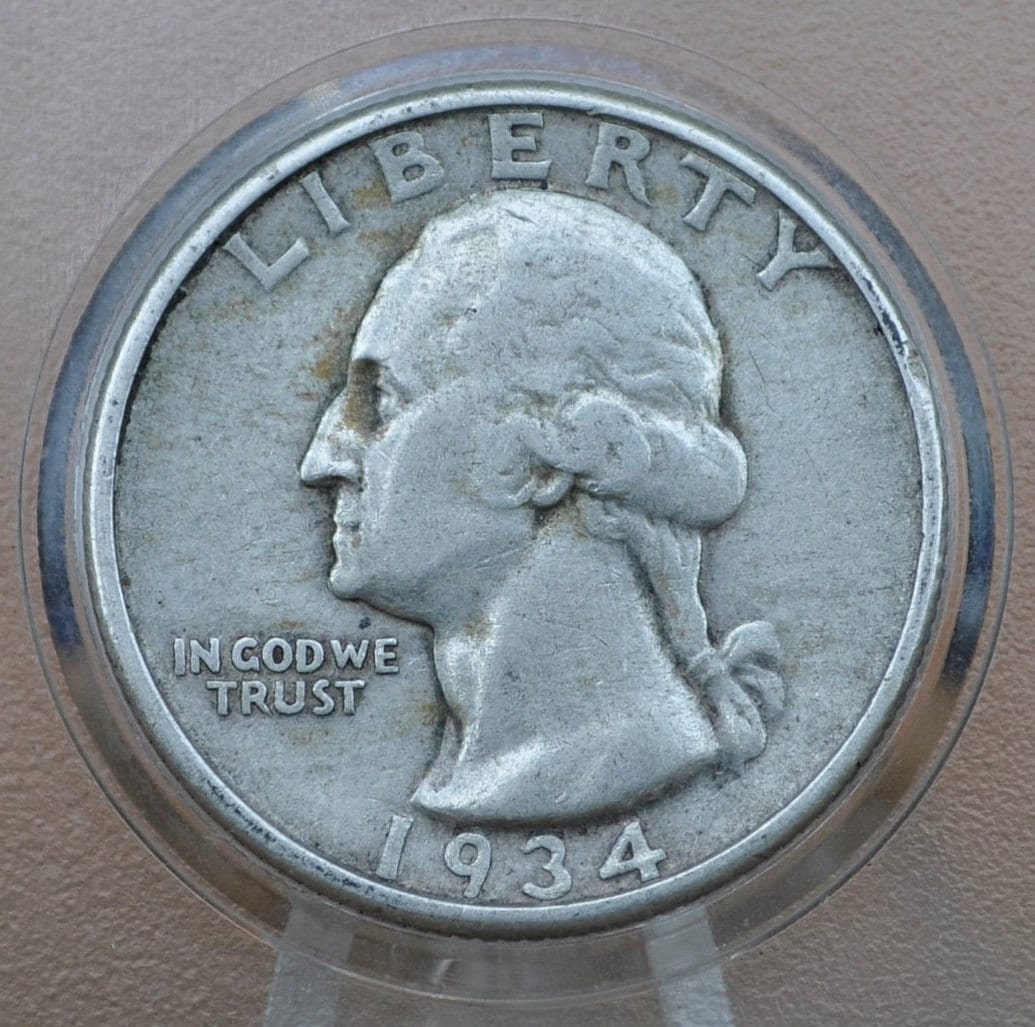 1934 Washington Silver Quarter - G-VF (Good to Very Fine) Choose by Grade Group - 1934 P Washington Quarter 1934 Silver Quarter 1934