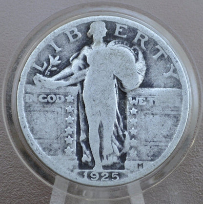 1925 Standing Liberty Silver Quarter - G-VG (Good to Very Good) Grade / Condition - Silver Coin 1925 Liberty Quarter 1925