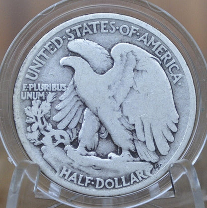 1917-D Obverse Walking Liberty Silver Half Dollar - VG (Very Good) - Denver Mint - Obverse D 1917 D Walking Liberty Half Dollar, Rarer Type