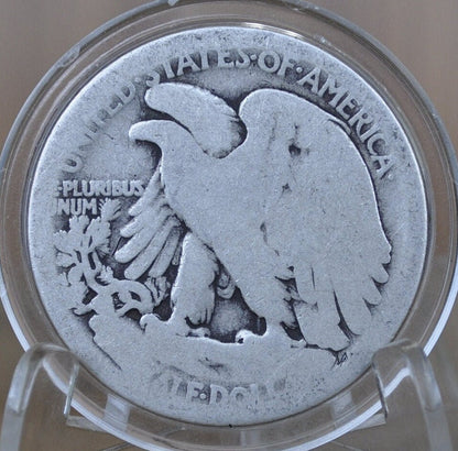 1917-D Obverse Walking Liberty Silver Half Dollar - VG (Very Good) - Denver Mint - Obverse D 1917 D Walking Liberty Half Dollar, Rarer Type