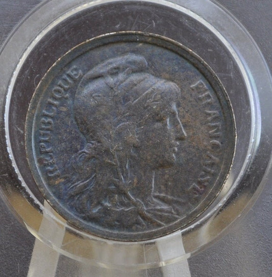 1913 French 1 Centime Coin - Great Condition - 1913 One Centime France 1913 1 Centime France Coin - Beautiful Coin, Higher Grade