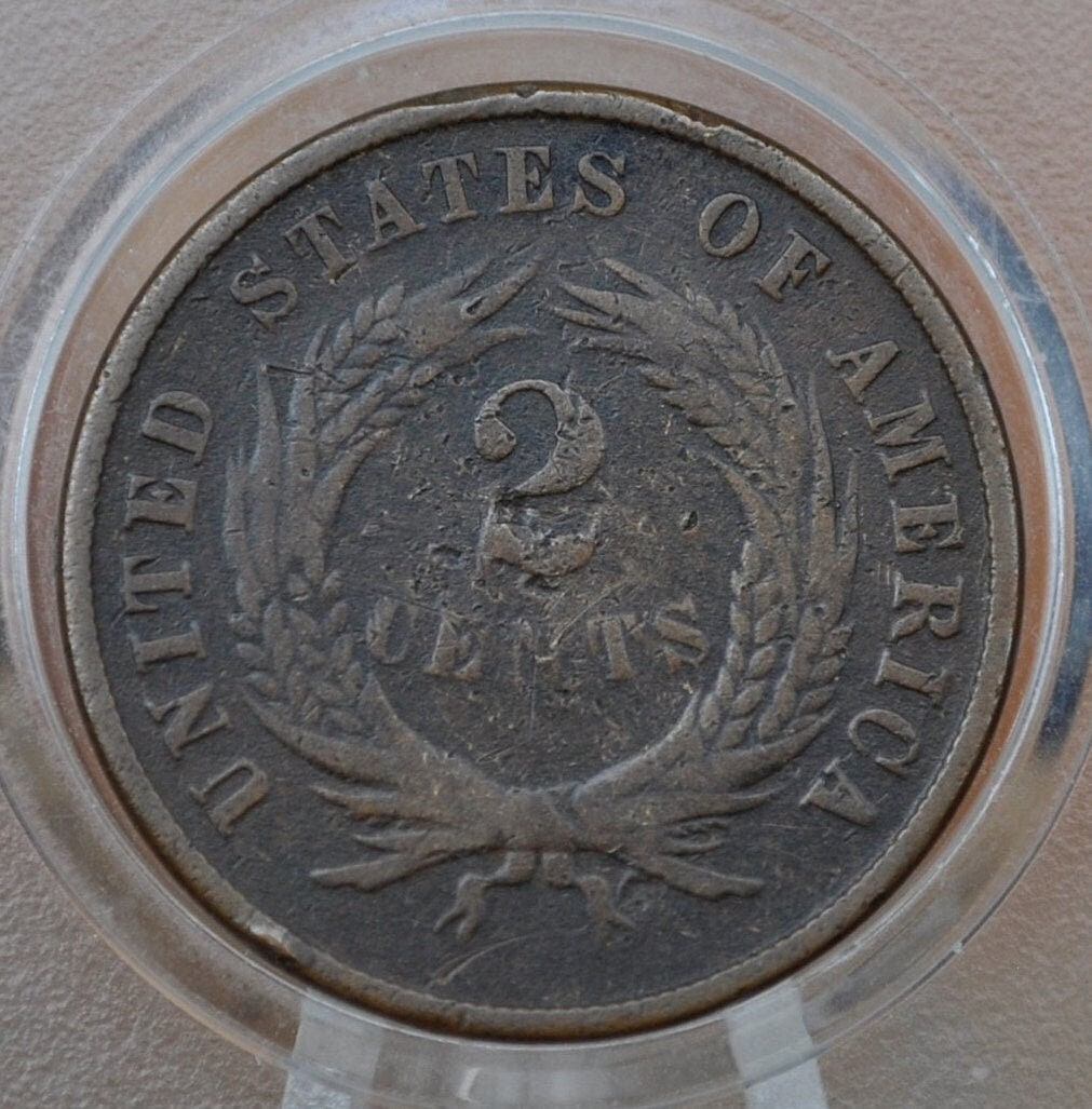 1870 Two Cent US Coin - VG-F (Very Good to Fine) Grade / Condition - Civil War Era - 1870 2 Cent Piece 1870 US Two Cent Coin