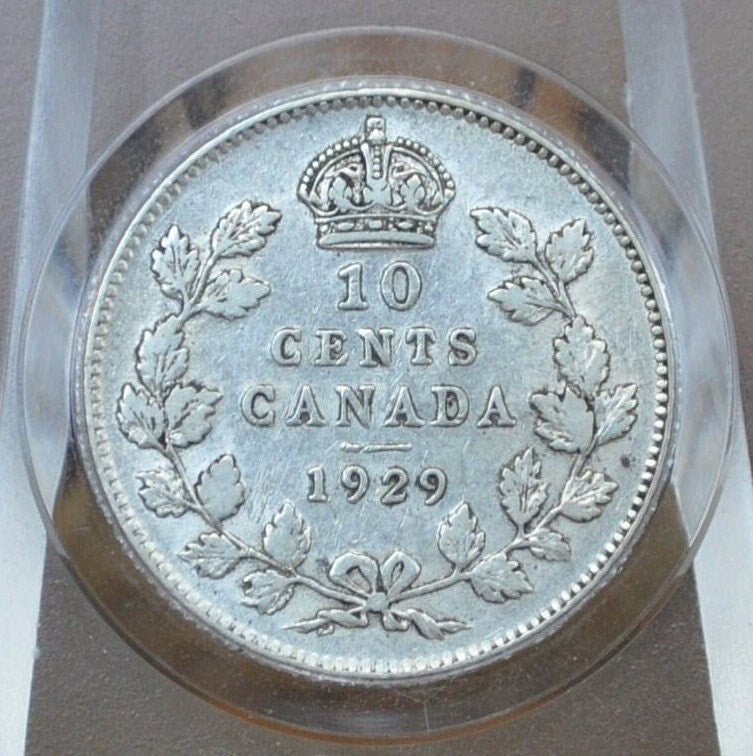 1929 Canadian Silver 10 Cent Coin - VF-XF (Very to Extremely Fine) Choose by Grade - King George V - Canada 10 Cent 80% Silver 1929