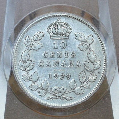 1929 Canadian Silver 10 Cent Coin - VF-XF (Very to Extremely Fine) Choose by Grade - King George V - Canada 10 Cent 80% Silver 1929