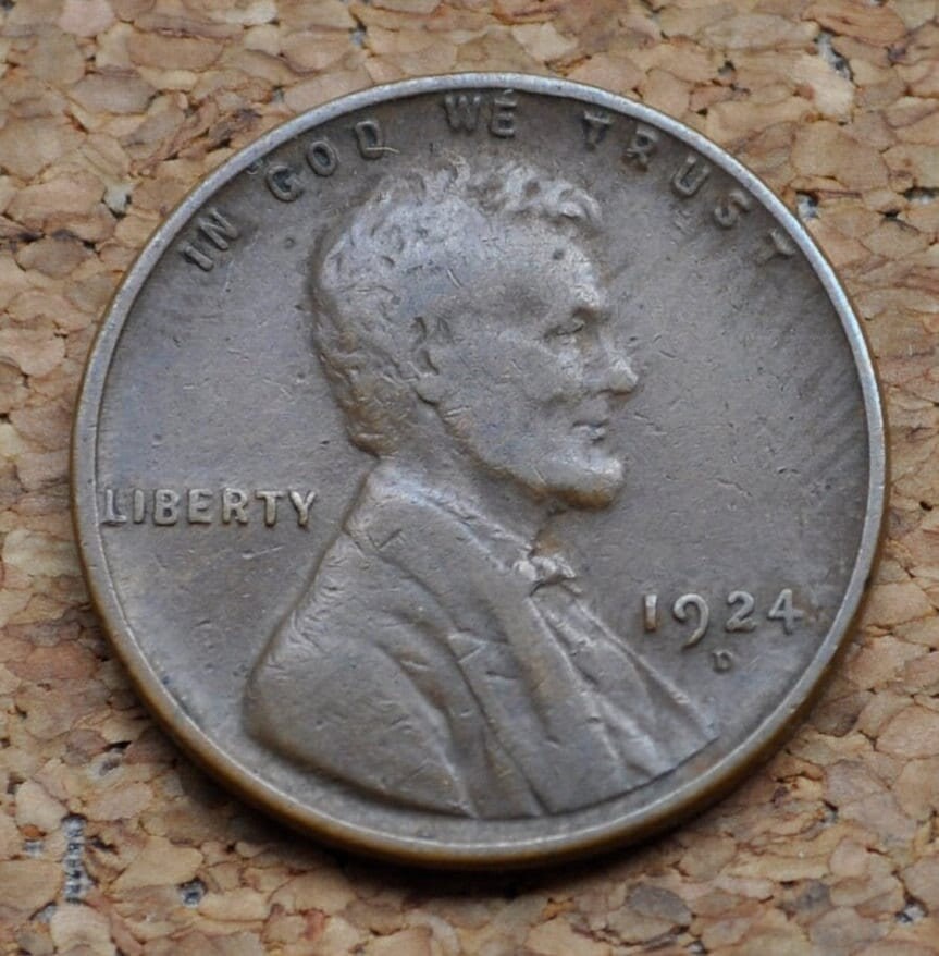 1924-D Wheat Penny - F-Vf (Fine To Very Fine) - Key Date - Denver Mint - 1924 D Wheat Ear Cent - Better Grade - Key Date Wheat Cent 1924D