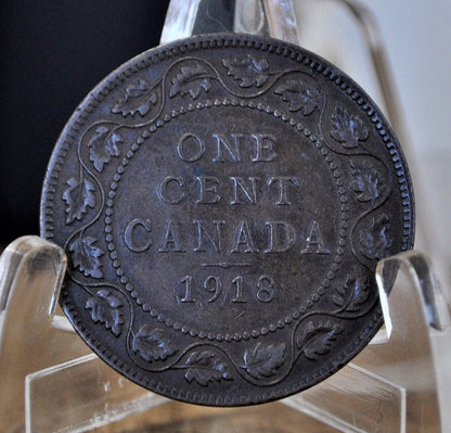 1918 Canadian Large Cent - VF-XF (Very to Extra Fine) Grade / Condition - One Cent Canada 1918 Large Cent - Great For Collection or Jewelry