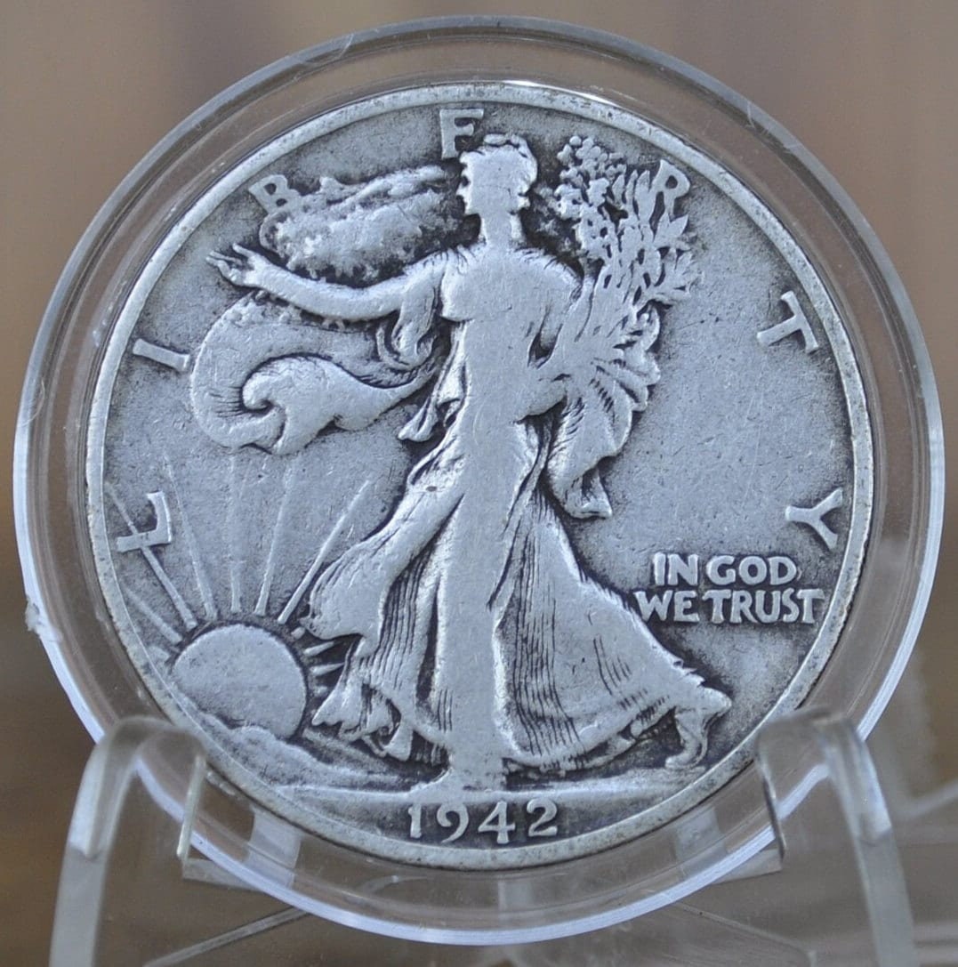 1942-S Walking Liberty Silver Half Dollar - F (Fine) - San Francisco Mint - 1942S, 1942 S Half Dollar