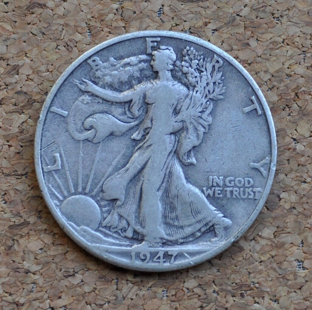 1947-D Walking Liberty Silver Half Dollar - VF-AU (Very Fine About Unc.) Choose by Grade -Denver Mint- WLH 1947 D Half Dollar 1947D Wlh