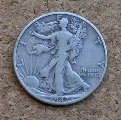 1947-D Walking Liberty Silver Half Dollar - VF-AU (Very Fine About Unc.) Choose by Grade -Denver Mint- WLH 1947 D Half Dollar 1947D Wlh