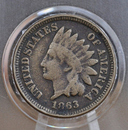 1863 Indian Head Penny - Choose by Grade / Condition - Early Date - Civil War Era Cent - 1863 Indian Cent 1863