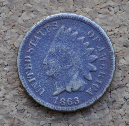 1863 Indian Head Penny - Choose by Grade / Condition - Early Date - Civil War Era Cent - 1863 Indian Cent 1863