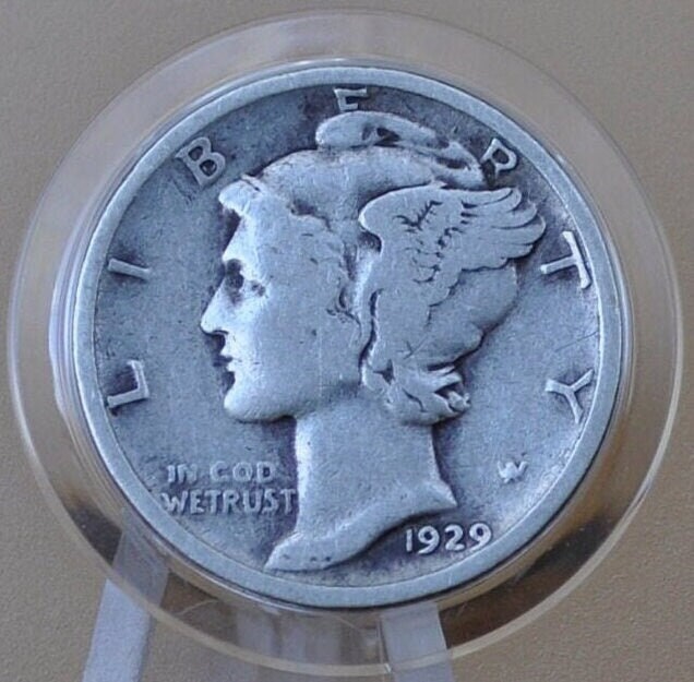 1929-D Mercury Silver Dime - VG/F (Very Good-Fine) - Denver Mint - 1929 D Winged Liberty Head Dime - 1929 D Silver Dime Mercury Dime 1929 D