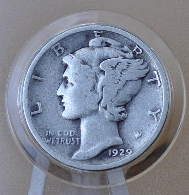 1929-D Mercury Silver Dime - VG/F (Very Good-Fine) - Denver Mint - 1929 D Winged Liberty Head Dime - 1929 D Silver Dime Mercury Dime 1929 D