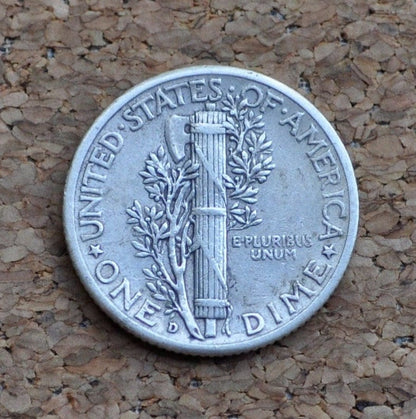 1942-D Mercury Silver Dime - XF-AU (Extremely Fine) Grade - Great Detail - 1942D Mercury Head / 1942D Winged Liberty Head Dime