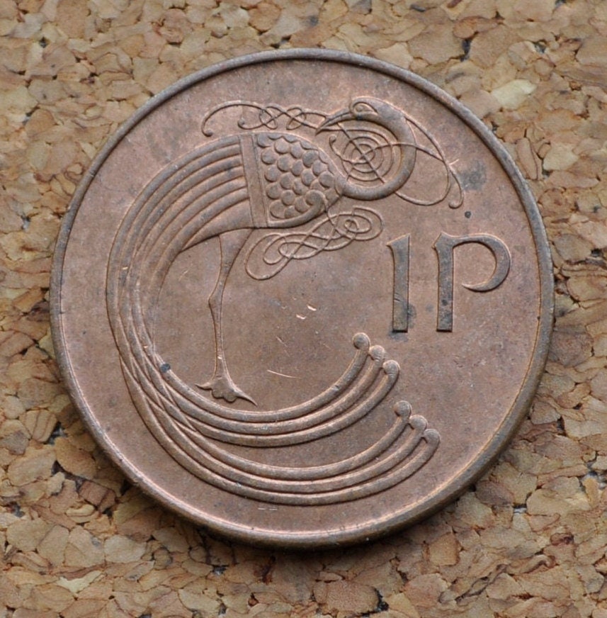1971 Irish 1 Pence Coin - Great Condition - 1971 One Pence Coin UK / Ireland - Peacock Design Irish Coins - First Year of Issue