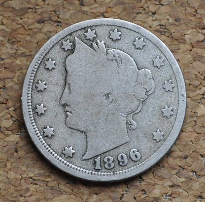 1896 V Nickel - Choose by Grade / Condition - 1896 Liberty Head Nickel - Philadelphia Mint - Better Date - Nickel Collection