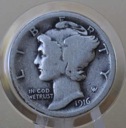 1916 Mercury Silver Dime - Choose by Grade / Condition - Philadelphia Mint - 1916 P Winged Liberty Head Silver Dime Mercury 1916P