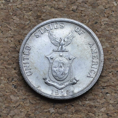 1944-S Silver Philippines 50 Centavos - XF (Extremely Fine) Condition - 1944 S Silver Fifty Centavos - Wartime - San Francisco Mint