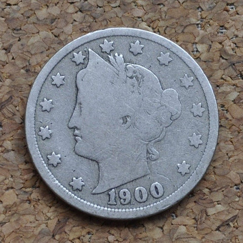 1900 Liberty Head Nickel - Choose by Grade / Condition - V Nickel 1900 - Barber Design - Old, Collectible US Coin