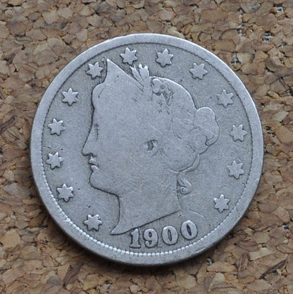 1900 Liberty Head Nickel - Choose by Grade / Condition - V Nickel 1900 - Barber Design - Old, Collectible US Coin