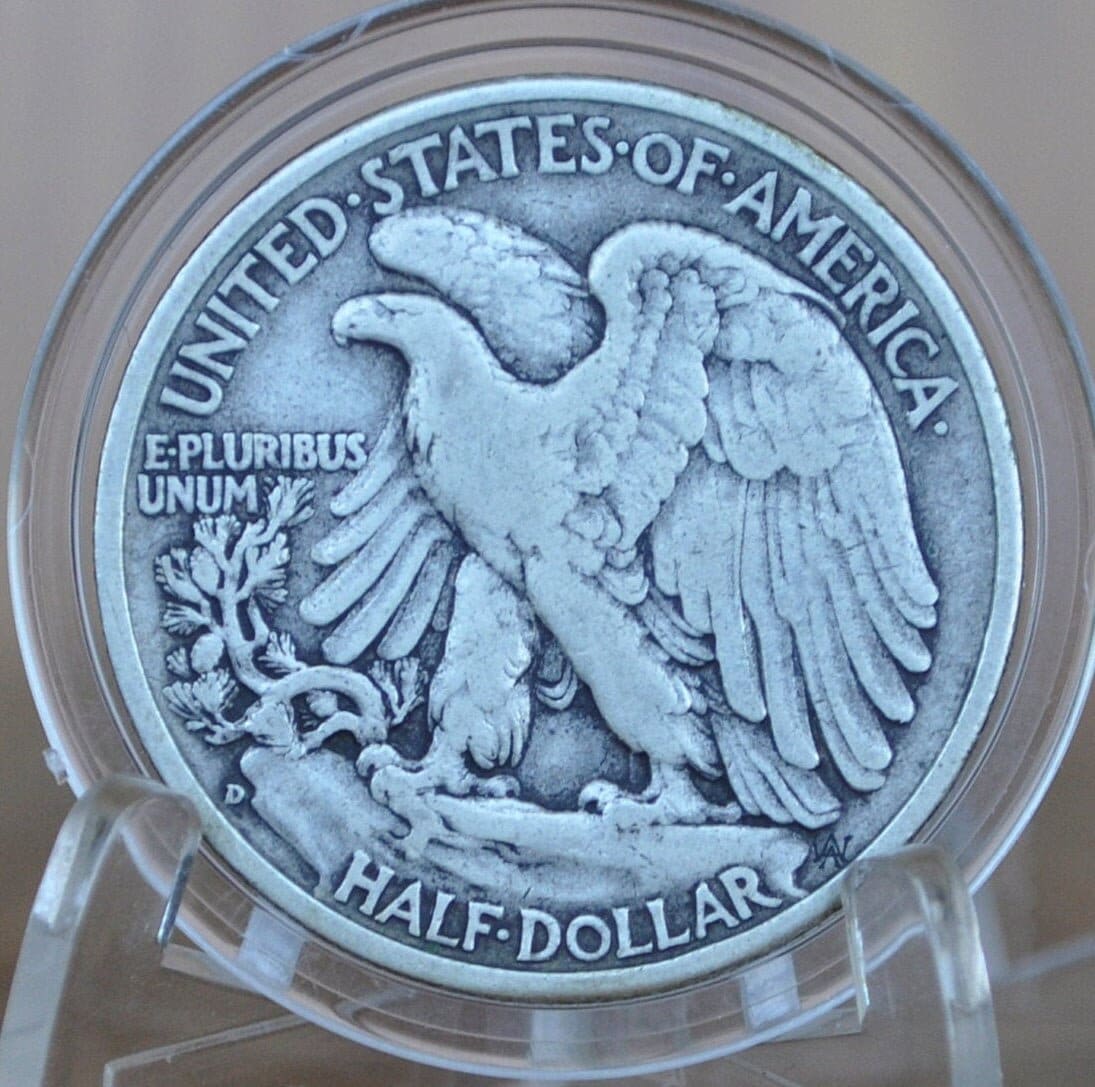 1939-D Walking Liberty Silver Half Dollar - F-XF (EF45; Extremely Fine) - Denver Mint - 1939D Half Dollar / 1939 D Half Dollar - WLH 1939 D