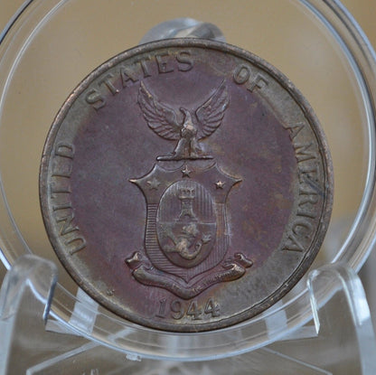 1944-S Philippines 1 Centavo - XF (Extremely Fine) Condition - 1944 S One Centavo Filipinas - Wartime - San Francisco Mint