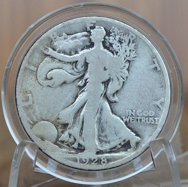 1928-S Walking Liberty Silver Half Dollar - Vg (Very Good) Grade - San Francisco Mint - 1928-S Half Dollar / 1928 S Liberty Walking Half