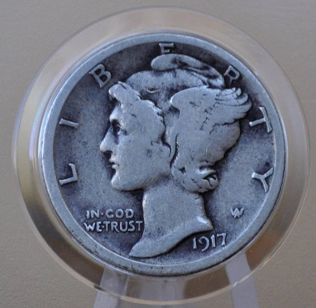 1917-D Mercury Silver Dime - G-VF (Good to Very Fine) Choose by Grade - Denver Mint - 1917 D Winged Liberty Dime Silver Dime Mercury 1917D