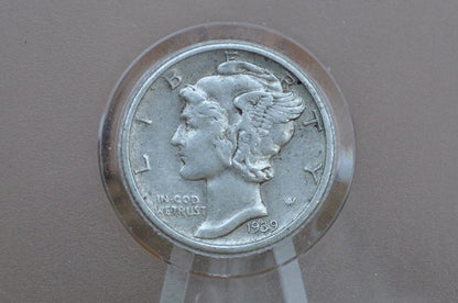 Lot of 10 Mercury Dimes - 1916 - 1945 - Silver Dime - 1910's, 1920's, 1930's or 1940's - PDS - Mercury Silver Dimes