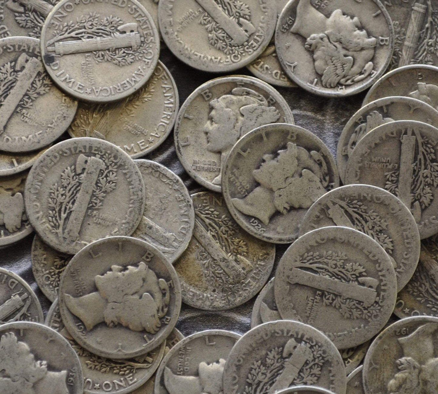 Lot of 10 Mercury Dimes - 1916 - 1945 - Silver Dime - 1910&#39;s, 1920&#39;s, 1930&#39;s or 1940&#39;s - PDS - Mercury Silver Dimes