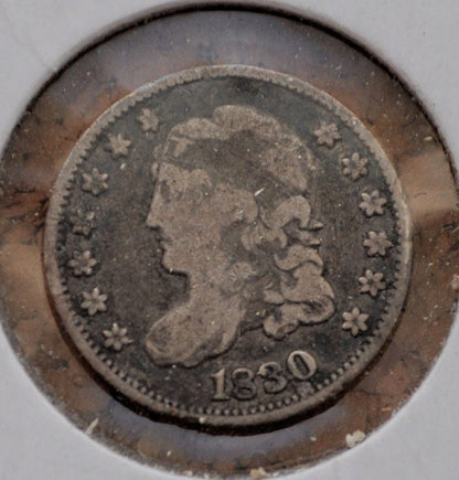 1830 Capped Bust Half Dime - VG (Very Good) - Silver - Uncleaned - Good Detail / Grade - 1830 Bust Dime - Early American Coin - Uncleaned