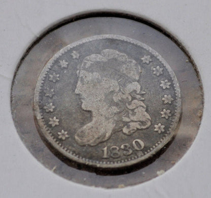 1830 Capped Bust Half Dime - VG (Very Good) - Silver - Uncleaned - Good Detail / Grade - 1830 Bust Dime - Early American Coin - Uncleaned
