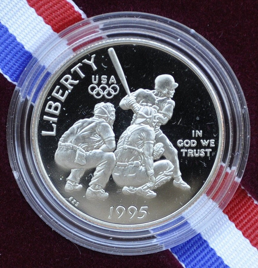 1995-S Baseball Commemorative Half Dollar - Original Mint Case -Proof, Clad- 1995 U.S. Olympic Coins of the Atlanta Centennial Olympic Games
