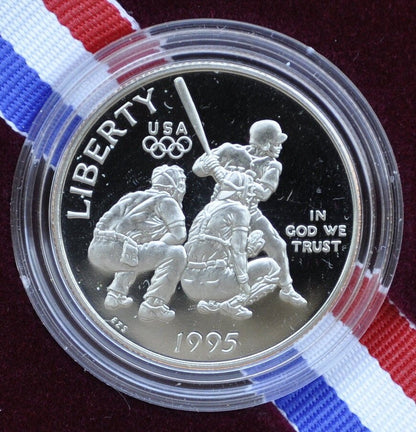 1995-S Baseball Commemorative Half Dollar - Original Mint Case -Proof, Clad- 1995 U.S. Olympic Coins of the Atlanta Centennial Olympic Games