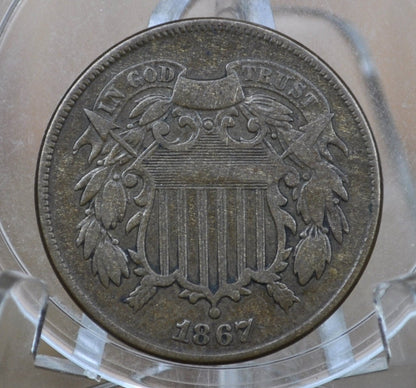 1867 Two Cent US Coin - Choose by Grade / Condition - Civil War Era - 2 Cent Piece 1867