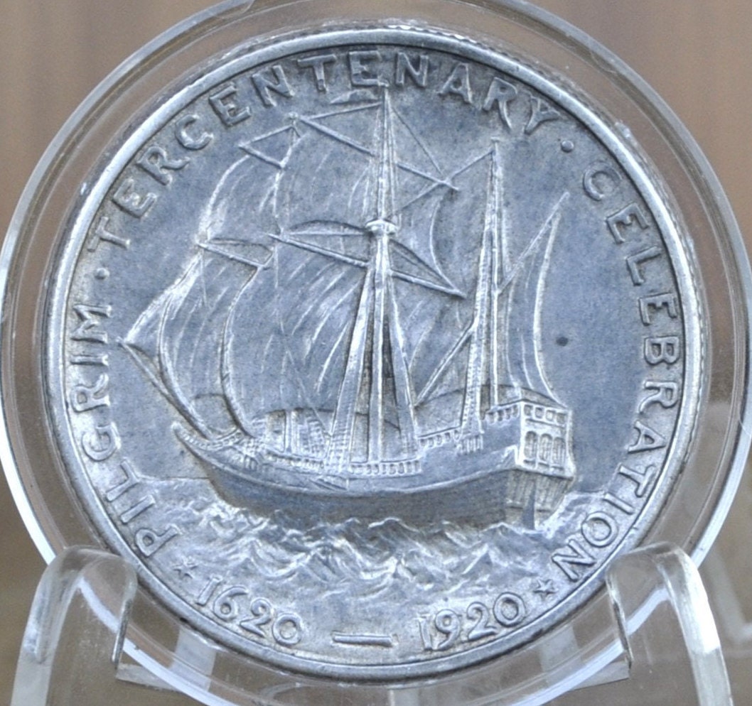 Authentic 1920 Pilgrim Tercentenary Silver Commemorative Half Dollar - XF-BU (Uncirculated) - Pilgrim Half Dollar Commemorative 1920