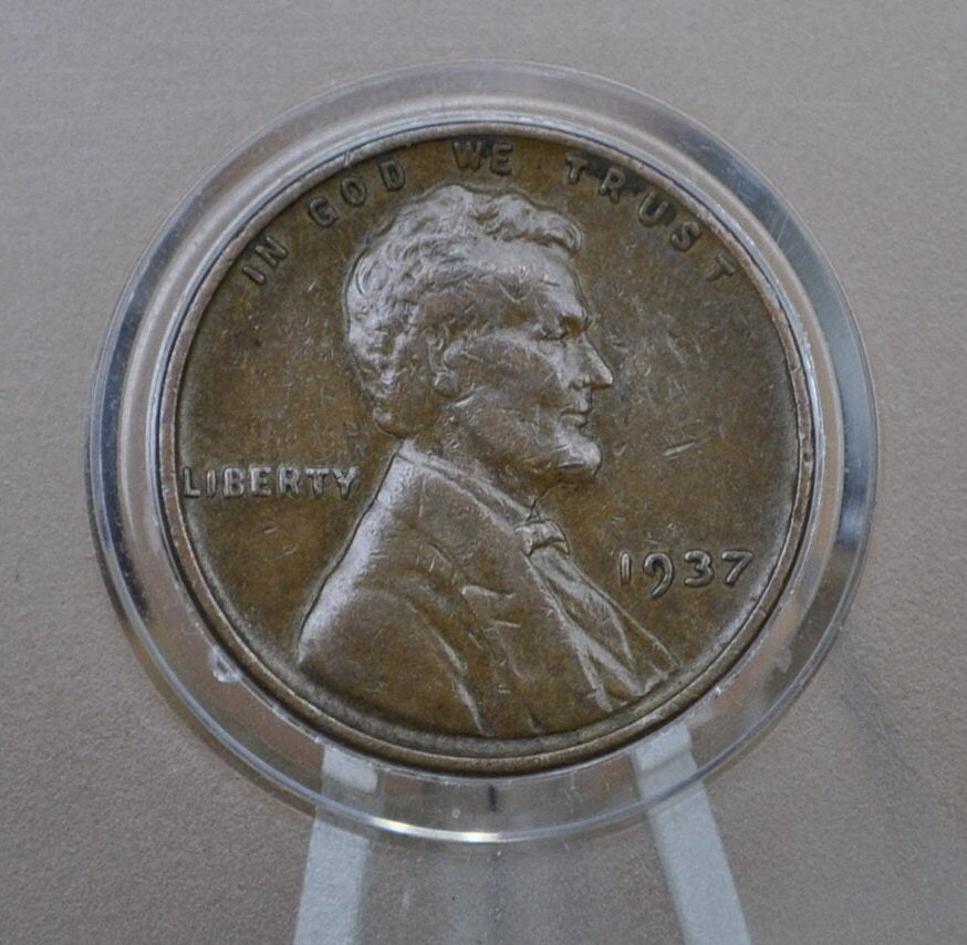 1937-D Wheat Penny - Choose by Grade, F-XF (Fine to Extremely Fine) Condition - Denver Mint - 1937 D Wheat Ear Cent / Wheat Back Cent 1937 D