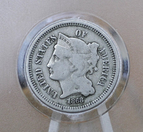1868 Three Cent "Nickel" US Coin - Choose by Grade / Condition - Civil War Era Coin - 3 Cent Coin 1868 - 3 Cent US Coin