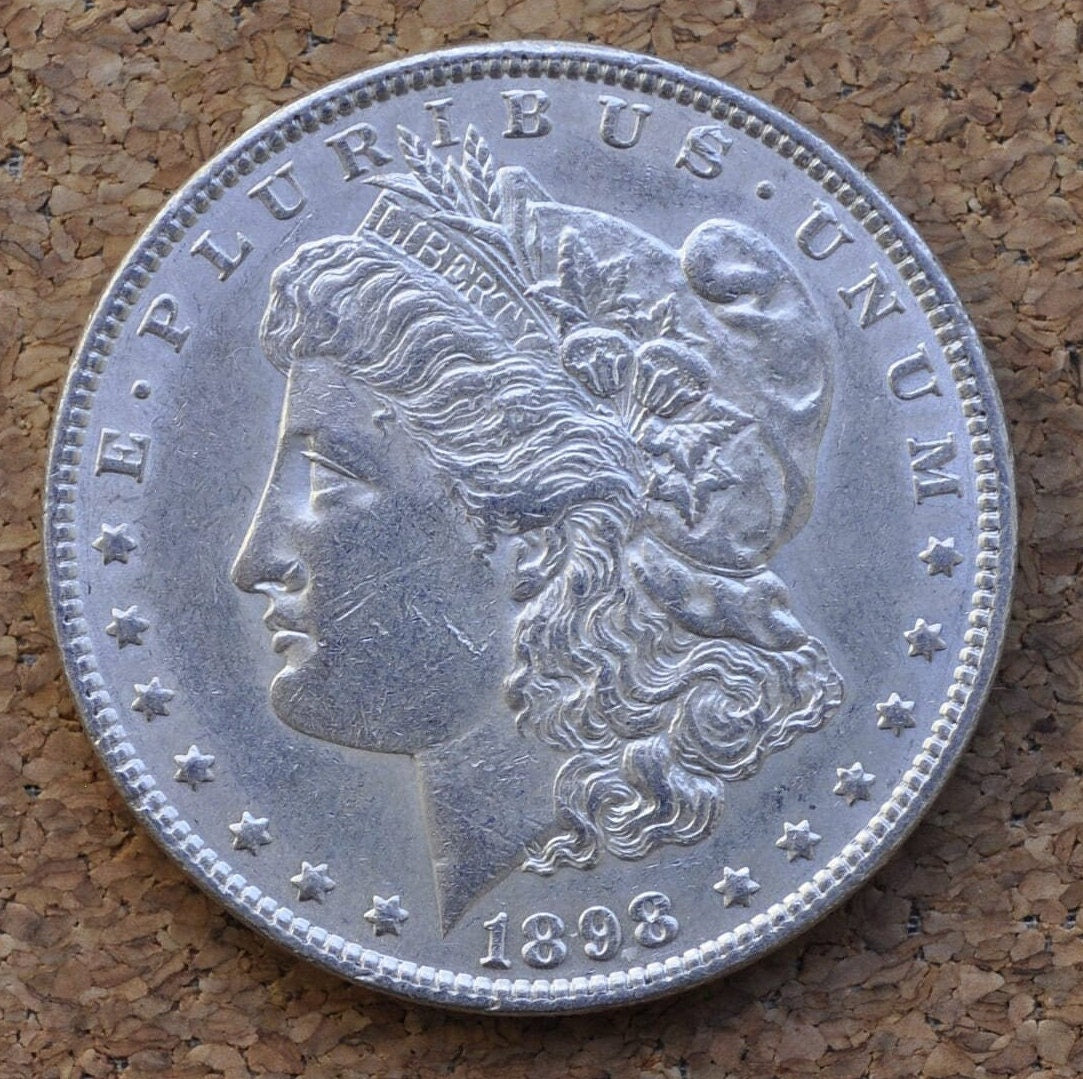 1898 Morgan Silver Dollar - AU (About Uncirculated) / Incredible Detail & Great Date - 1898 P Morgan Silver - 1898P Silver Dollar AU50