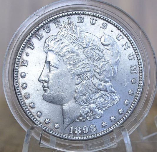 1898 Morgan Silver Dollar - AU (About Uncirculated) / Incredible Detail & Great Date - 1898 P Morgan Silver - 1898P Silver Dollar AU50