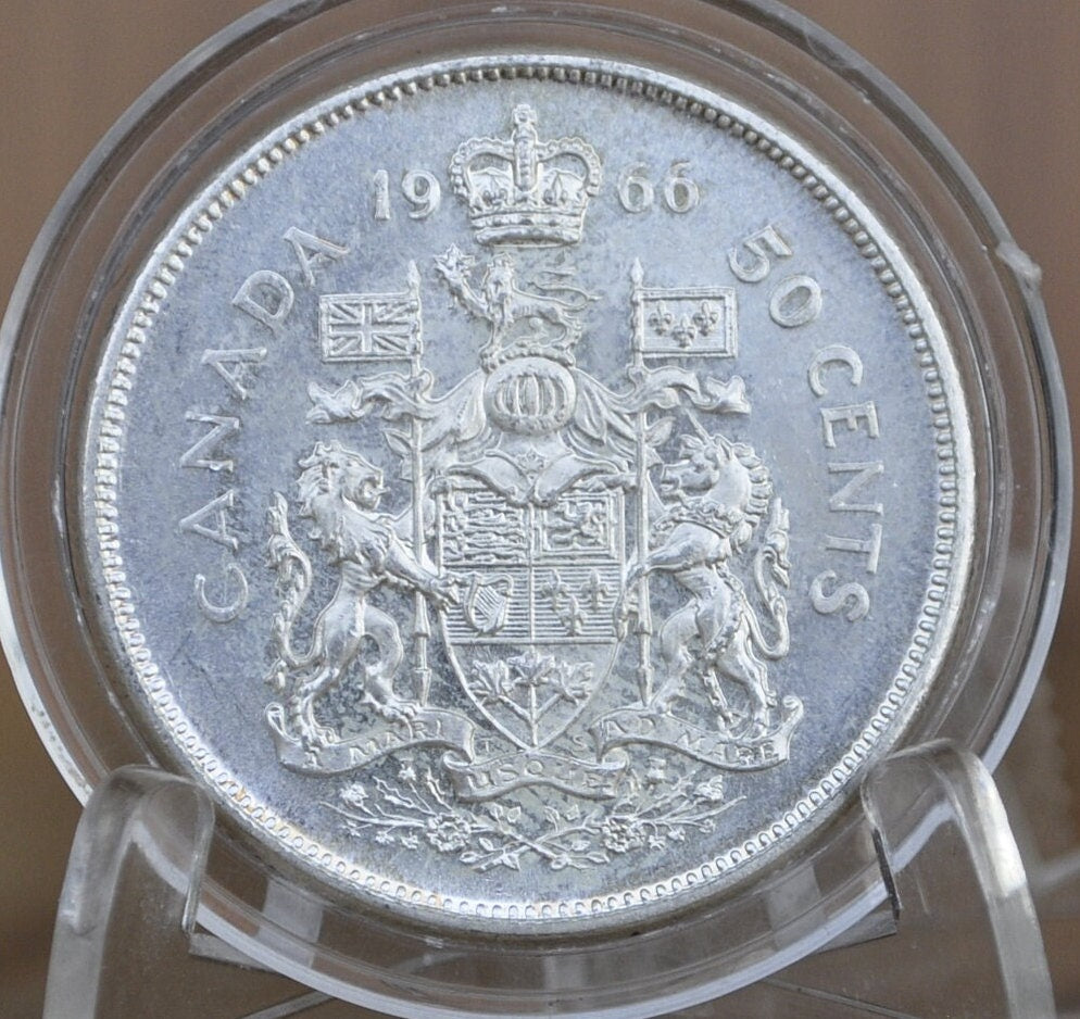 1965 Canadian Silver Half Dollar - BU (Uncirculated) Prooflike -80% Silver - Elizabeth Silver Half Dollar Canada- Canadian Coin Collection