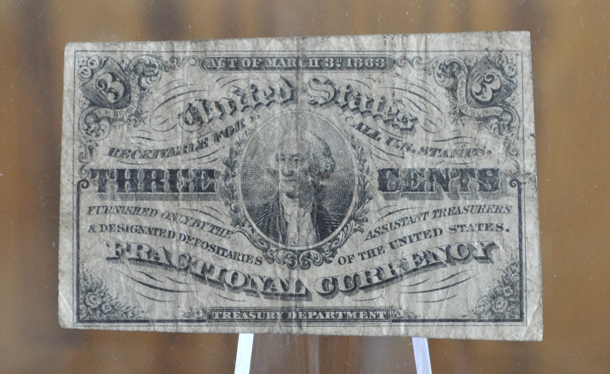 1863 3 Cent Fractional Currency - Choose by Grade / Condition - 3rd Issue Fractional Note Three Cent - Washington Fr1257 / Fr#1227