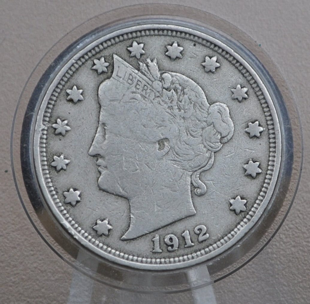 1912 Liberty Head Nickel 1912 V Nickel - Choose by Grade - Liberty Nickel - Barber Design - 1912 Nickel - Collectible, Great for Jewelry